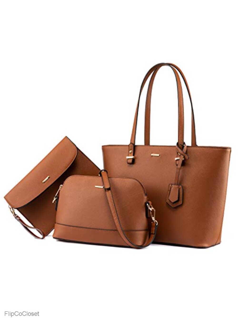 LOVEVOOK Women's Faux Leather 3-Piece Tote Satchel Hobo Purse Set